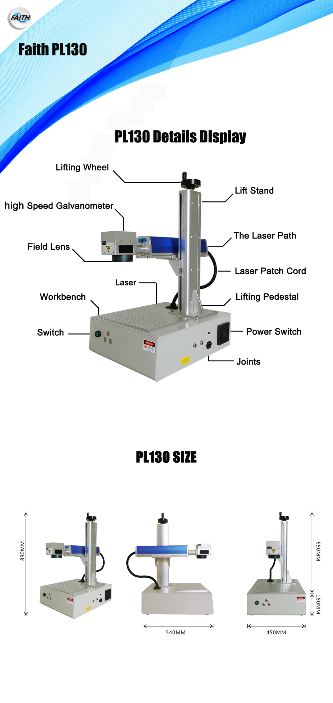 Faith Raycus Metal Steel Mini Portable 3D Rotary CNC Optical Fiber Laser